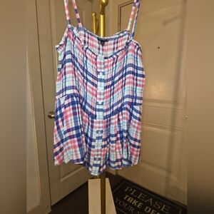 Torrid Multicolor Plaid Smocked Camisole 2x Nwt